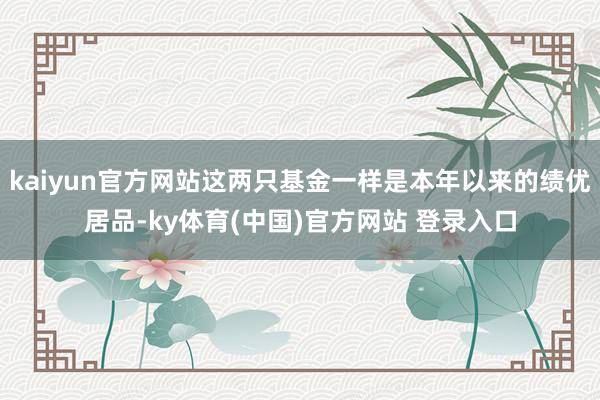 kaiyun官方网站这两只基金一样是本年以来的绩优居品-ky体育(中国)官方网站 登录入口